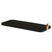 Deko-Tablett Tablett Servierteller Metall Schwarz Mit Kunstlederband 40 X 17 Cm