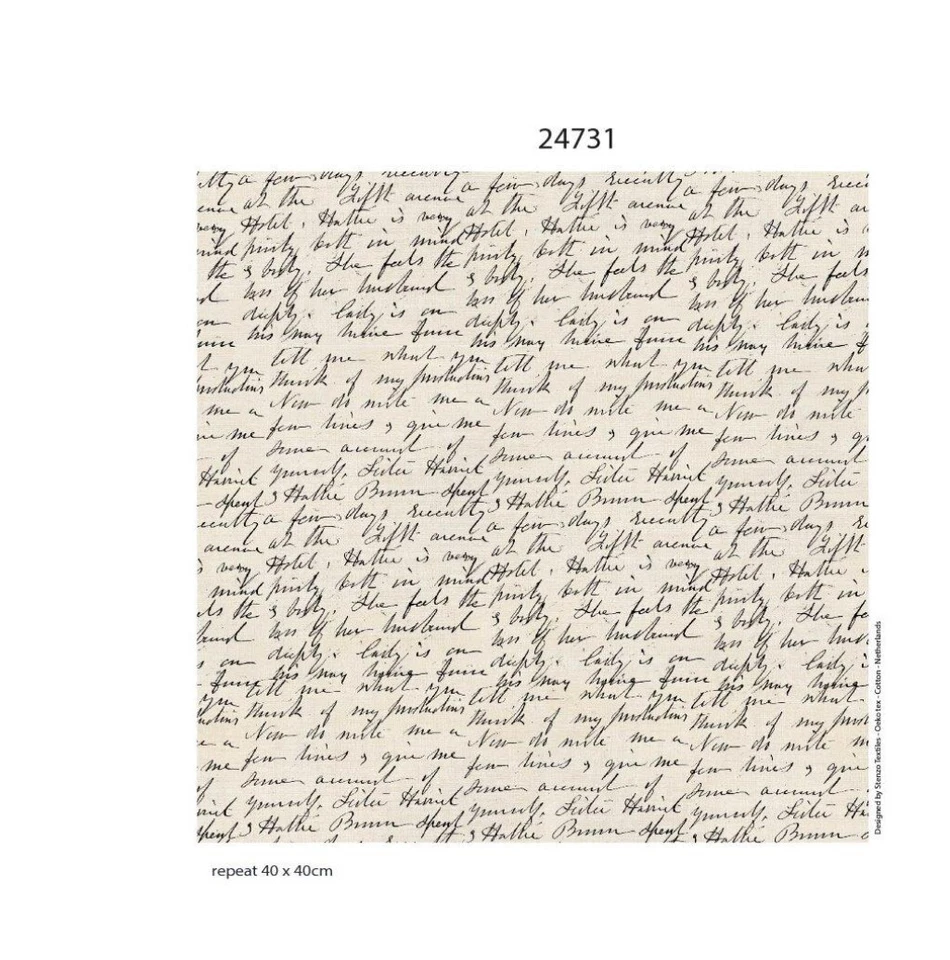 STENZO CANVAS Meterware - Handschrift creme - 0,5 m x 150 cm -  100% Baumwolle - Bild 2 von 2