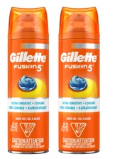 Gillette Fusion5 Ultra Sensitive + Cooling Shave Gel 7 oz. each - Pack of 2