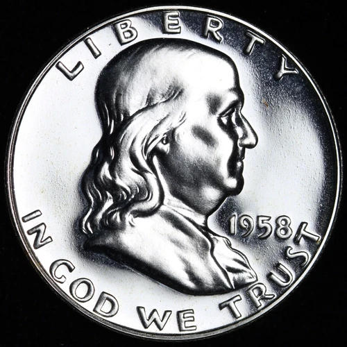1958 Franklin Half Dollar CHOICE GEM BRILLIANT PROOF ULTRA NICE 90% Silver