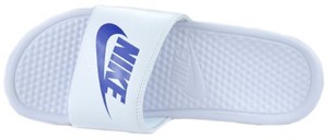 nike blue and white slides