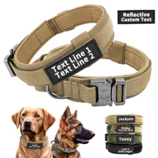 Personalized Tactical Dog Collar Military Training with Handle Pet Name ID Print