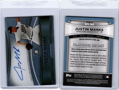 2010 Bowman Platinum Report Autograph Refractor JUSTIN MARKS #BPA-JMA