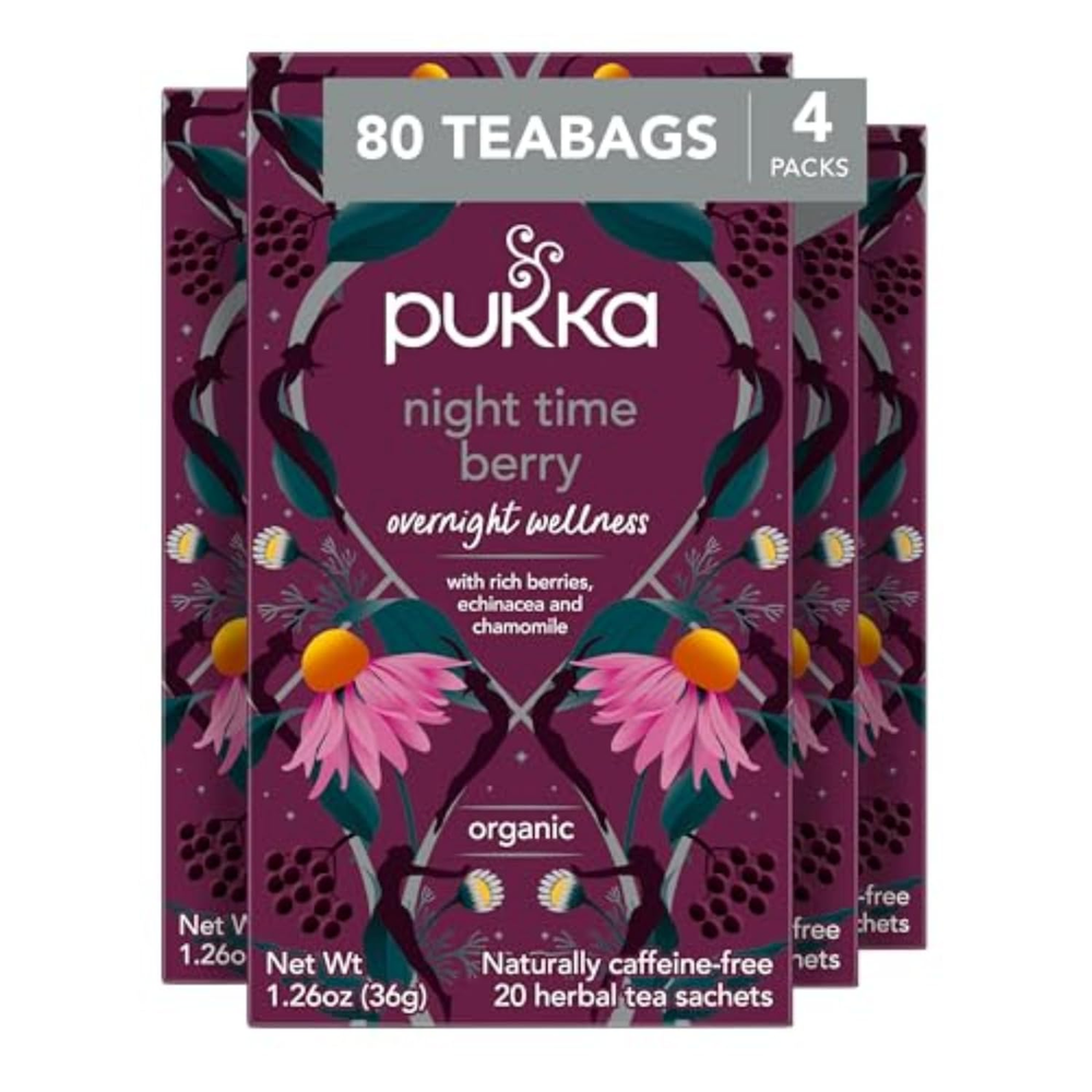Herbs Night Time Berry Organic Herbal Tea, Soothing Infusion with Chamomi