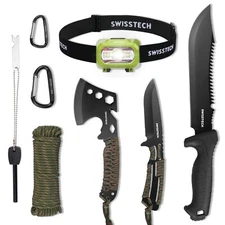 Swiss+Tech Hatchet and Machete Axe 8Pack w/Rope Handle Fixed Blade Hunting Knife