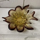 Vintage Murano Italian Yellow/Purple Fish Shaped Dish Bowl Italian Art Glass