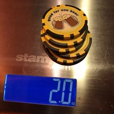 5x Casino Souvenir Poker Chips "GOOD FOR ONE BEER" 2.Oz LOT 1.5" BL, BR, YEL~BIN