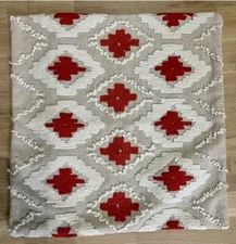 Rizzy Home Natural/Red Pillow Cover 20x20