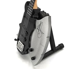 Miniature Bass Guitar For KISS GENE SIMMONS Ax GIFT Memorabilia FREE STAND ART