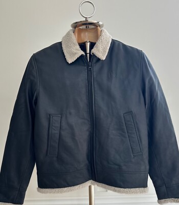 BRANDNEU MIT ETIKETT MOLO Jungen schwarze Leder Fliegerjacke Alter 16 UVP 165 £