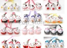 lot 120pcs Lucky Cats cute Jingle Bells DIY Crafts Lanyard Accessories key Chain