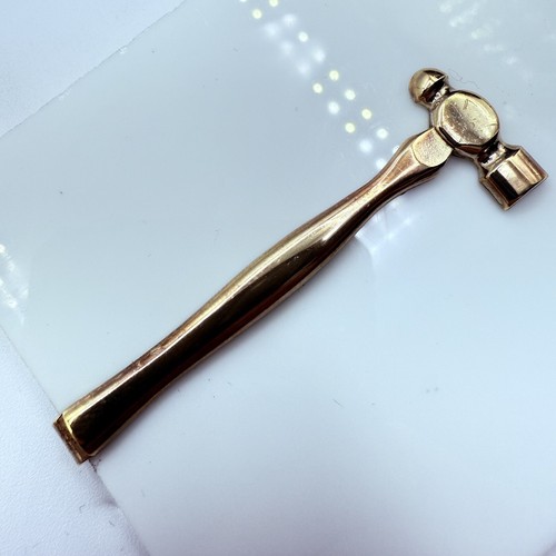 Vintage Tie Bar Clip Clasp - Gold Tone Large Ball Peen Hammer