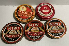 Vintage Lot of 5 Shoe Polish Griffin KIWI Esquire Tins- D-1 JUE