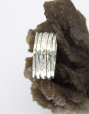 Hammered Three Band Sterling Silver Spinner Ring .925 Handcrafted-Custom size
