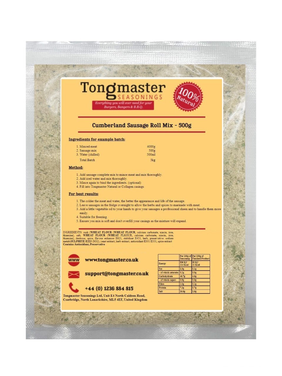 Cumberland Sausage Roll Mix 500g (5kg Batch)