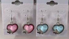 Heart with Butterfly 1 5/8" Drop Earrings 