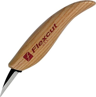 Flexcut Detail Knife 1.5'' Carbon Steel Blade Ash Wood Handle - KN13