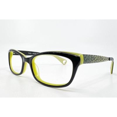 Betsey Johnson Eyeglasses Womens Black Lime Trixey BJ0190 Cat Eye 51-17-135
