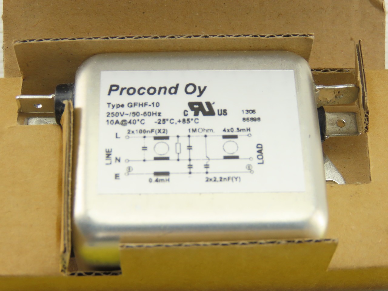 Procond Oy GFHF-10 Chassis Mount RFI Filter 250V 50/60Hz 10A | eBay