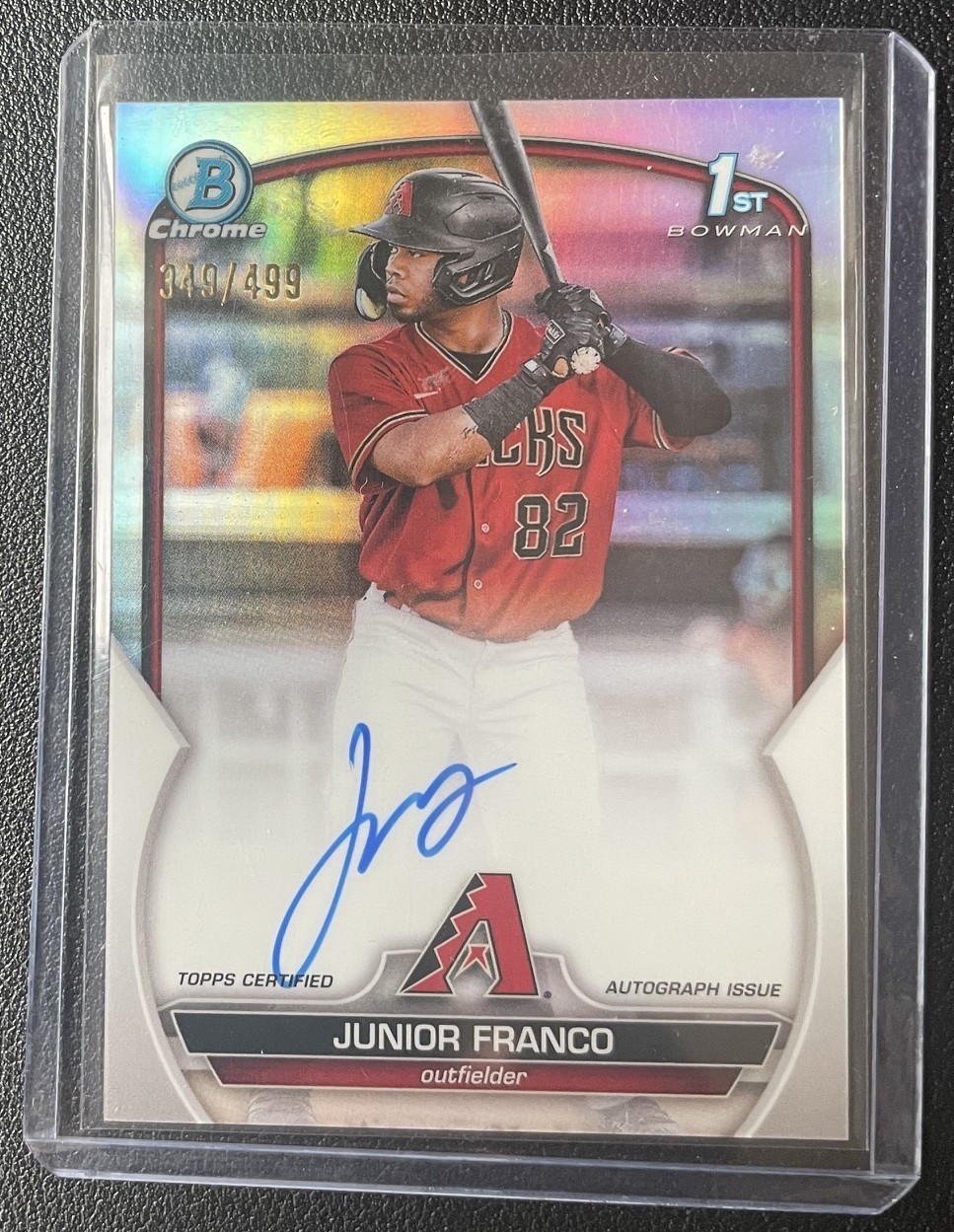 2023 Bowman Chrome Junior Franco 1st Bowman Refractor Auto /499 CPA-JFO view 4