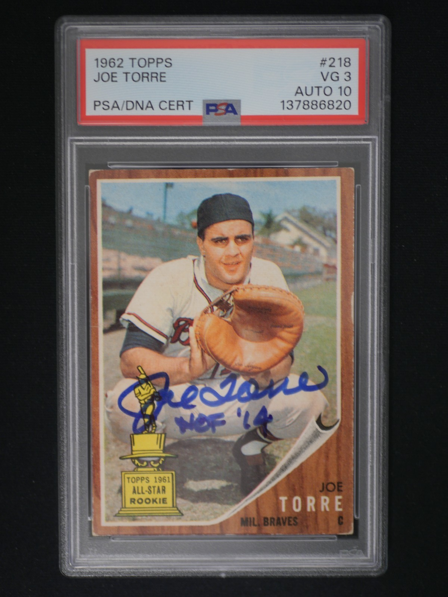 JOE TORRE 1962 TOPPS #218 INSCRIBED WITH 
