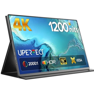 UPERFECT 16" 4K Gaming Monitor 3840x21400 Portable IPS Panel Freesync 1200nits