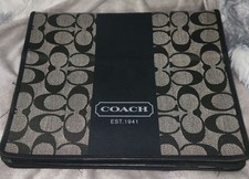 Coach Signature Print Black  Tan Tablet Case With Magnetic Closure  Protective