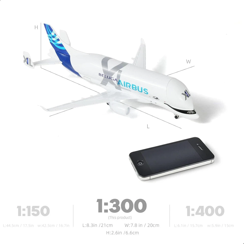 1/300 A330 Beluga XL1 Modellino Di Aereo in Metallo Pressofuso Con Supporto (7,7 - Immagine 2 di 4