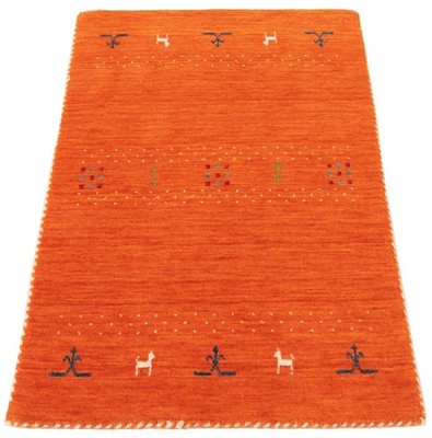 Tribal Gabbeh Orange Wool Rug 8x10 ft   Handloom Area Rug Carpet for Living room