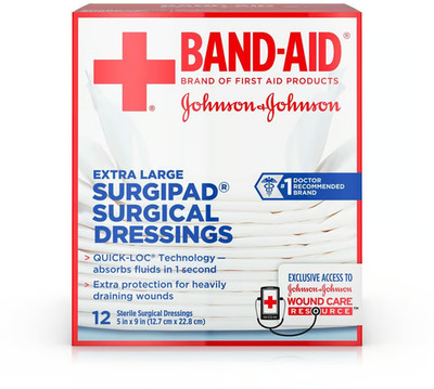 Band-Aid  Extra Large SURGIPAD Surgical Dressings Sterile 5'' x 9'' 12Ct READ