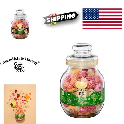 Natural Mixed Fruit Candy Drops 34 Ounce Jar with Apple Lemon Orange Raspberry