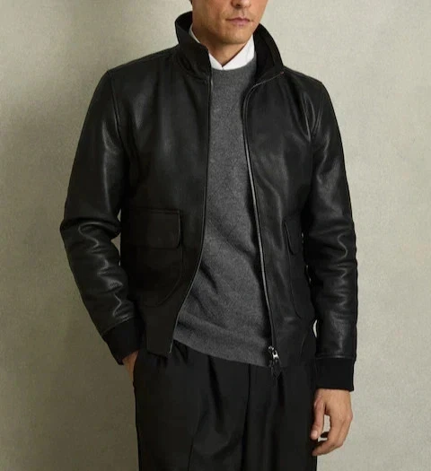 New Stylish Mens Leather Jacket Luxurious Premium Wear Genuine Leather Outerwear