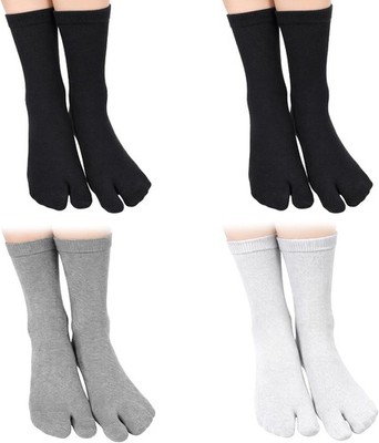 4Pairs Tabi Split Toe Socks Cotton Flip Flop Socks for Men Women Casual Wear