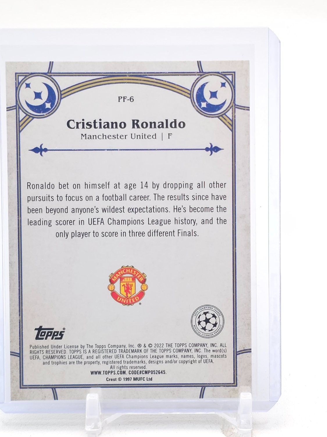 CRISTIANO RONALDO 2021-22 TOPPS MERLIN CHROME UEFA CL PROPHECY FULFILLED Q3668-3 view 2