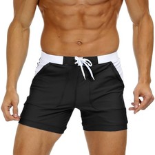 Men's Sport Shorts Swim Beach Pants Swimming Trunks for Men with Pocket Black
