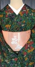 Cherry Blossoms Night Kimono Silk Mix Woven Traditional Used