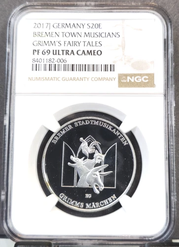 2017 GERMANY SILVER 20 EURO GRIMMS FAIRY TALES NGC PF 69 ULTRA CAMEO SCARCE