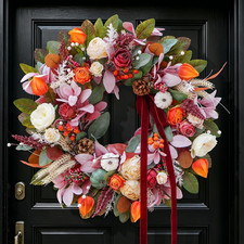 24 Inch Fall Wreath for Front Door Autumn Harvest Thanksgiving Decor Autumn