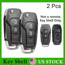 2 For Ford F-150 F-250 F-350 F-450 F-550 Flip Remote Key Shell Case Fob 3 Button 2 For Ford F-150 F-250 F-350 F-450 F-550 Flip Remote Key Shell Case Fob 3 Button