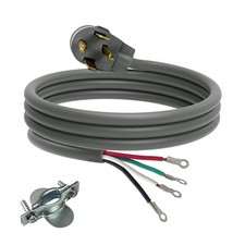 6 Ft 4 Prong Dryer Cord, 10/4 SRDT, 30 Amp Appliance Extension, NEMA 14-30, Grey