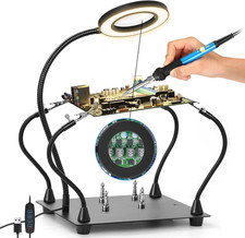 Soldering Helping Hands, Soldering Station with 3X LED Magnifying Glass  Metal