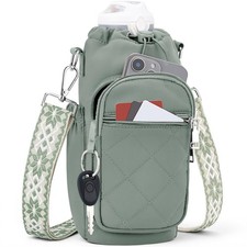 Water Bottle Carrier Bag with Strap, Insulated Crossbody Purse for Hiking 40oz