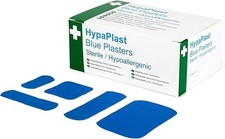 100 Assorted Sizes Hypoallergenic Blue Catering Plasters - Washproof & Sterile