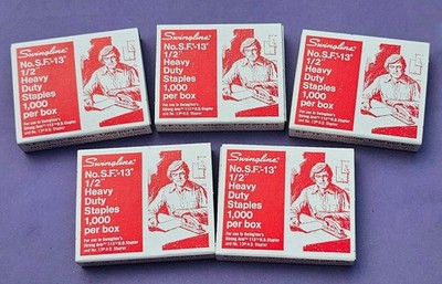 Swingline Heavy Duty Staples FIVE Boxes 1000 ea Per Box S.F. 13-1/2 NOS NIP