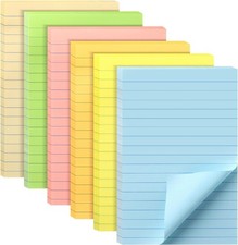 - Lined Sticky Notes, 4" x 6", 6 Pads, 45 Sheets/Pad