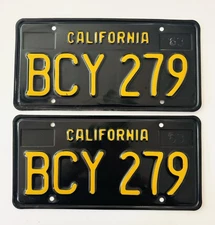 1963 Black California License Plates Dmv Clear YOM 1964 1965 1966 1967 1968 1969