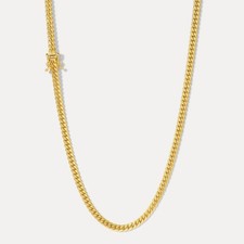 Solid 14k Yellow Gold 4mm Miami Cuban Link Chain Box Lock Necklace ITALY