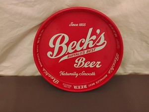 Vintage Beck's Beer Metal Advertising Waitress Tray Buffalo's Best Breweriana