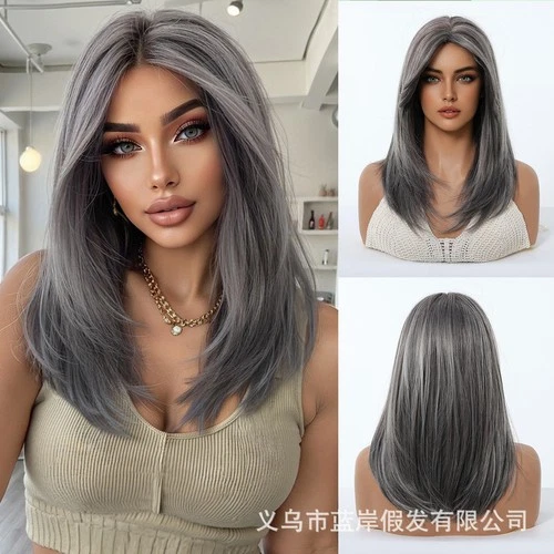 Pelucas Ombre Pelucas para Mujer Fiesta Ninguno Encaje Pelucas Moda Balayage Ceniza Rubio Marrón - Imagen 19 de 19
