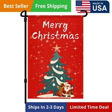 Merry Christmas Trees Garden Flag 12x18 Inch Double Sided Outside Christmas